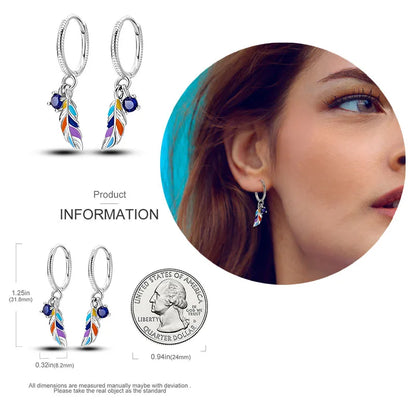 925 Silver Heart & Star Zircon Hoop Earrings