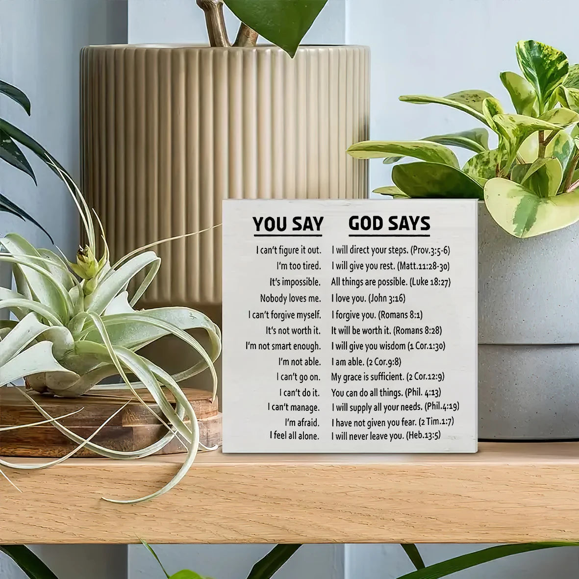 Christian Bible Verse Poster - God Says Scripture Quotes with Bible References - Framed Religious Wall Art Decor - Inspirational