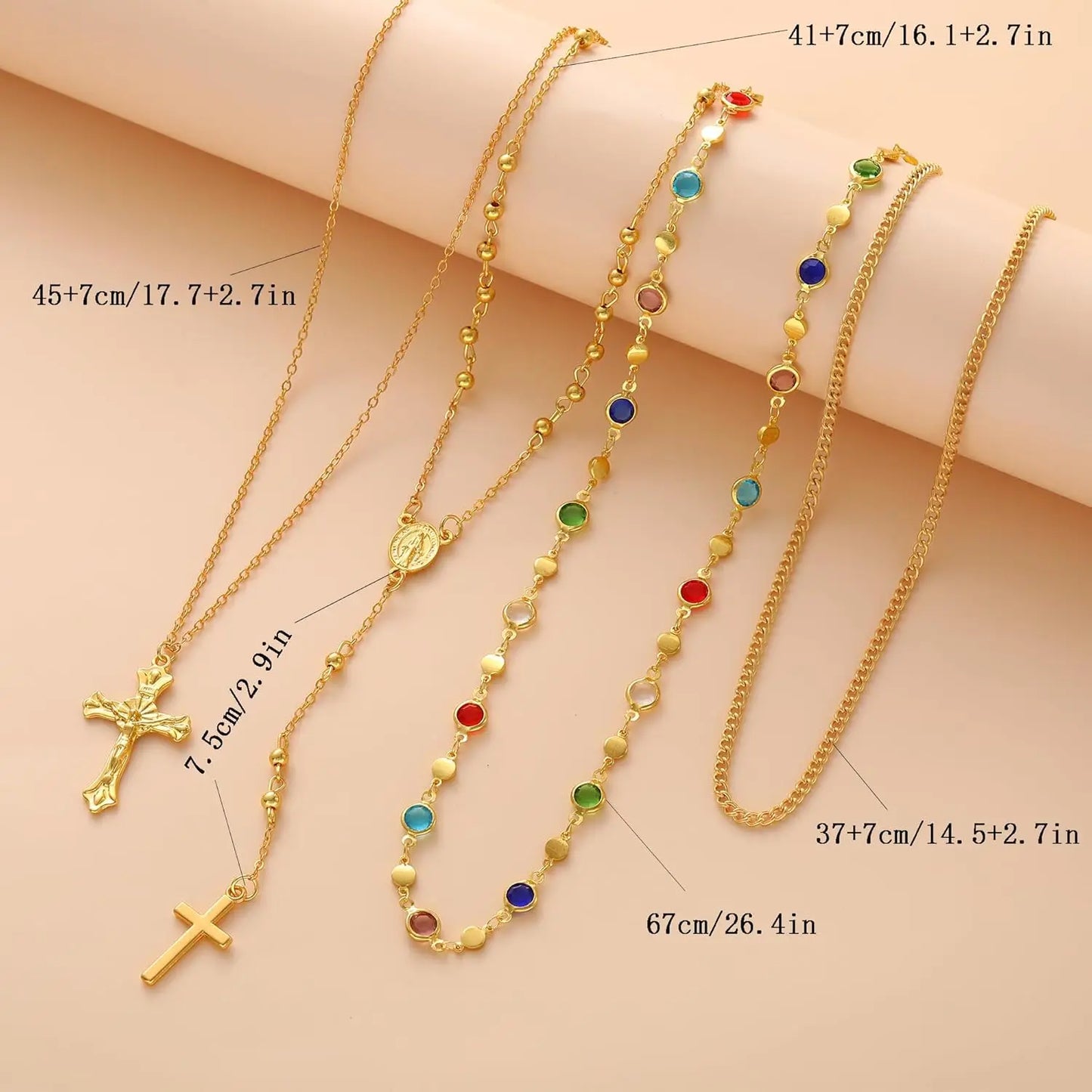 Layered Cross Necklaces for Women Trendy, Bohemian Bead Pearl Y Long Pendant Necklace Set, Vintage Rosary Necklace Adjustable