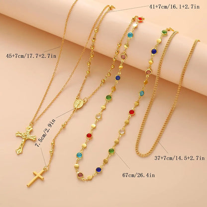 Layered Cross Necklaces for Women Trendy, Bohemian Bead Pearl Y Long Pendant Necklace Set, Vintage Rosary Necklace Adjustable