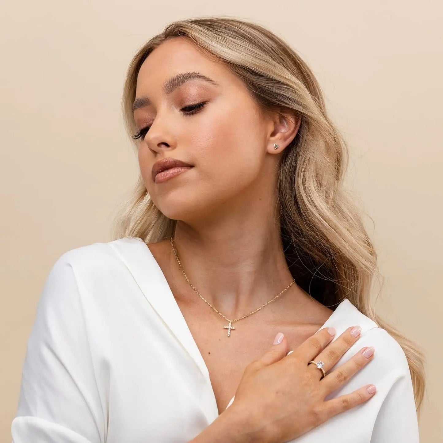 PAVOI 14K Gold Plated Cubic Zirconia Cross Necklace for Women | Cross Faith Pendant Necklaces - Blessings is Here