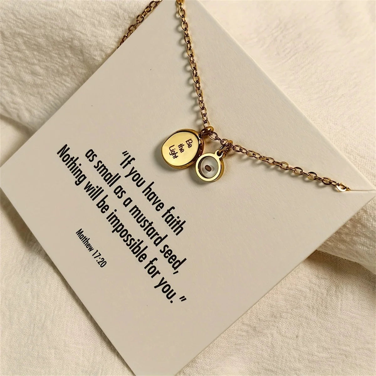 Mustard Seed Faith Necklace for Women & Men – Stainless Steel Inspirational Christian Pendant, Matthew 17:20 Bible Verse Necklace, Christian Gift