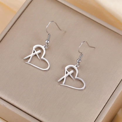 Christian Cross Heart Earrings for Women Love Keyring Stainless Steel Key Bag Car Charms Religious Lucky Jewelry Gifts
