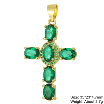 Juya Handmade 18K Real Gold Plated Cubic Zirconia Christian Cross Charms For DIY Rosary Religious Pendant Jewelry Making - Blessings is Here