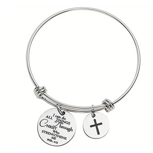 Christian Stainless Steel Cross Charm Bracelet