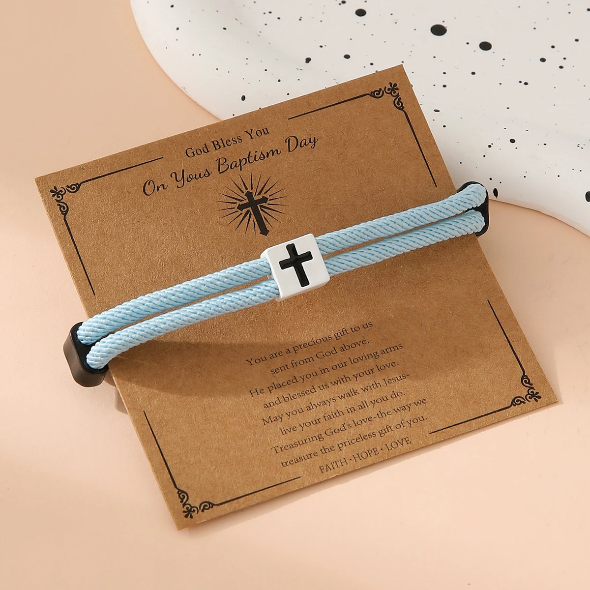 Braided Cross Bracelet for Men And Women Adjustable Hand Rope with Metal Knot Christian Baptism Gifts Christian Jewelry - Blessings is Here