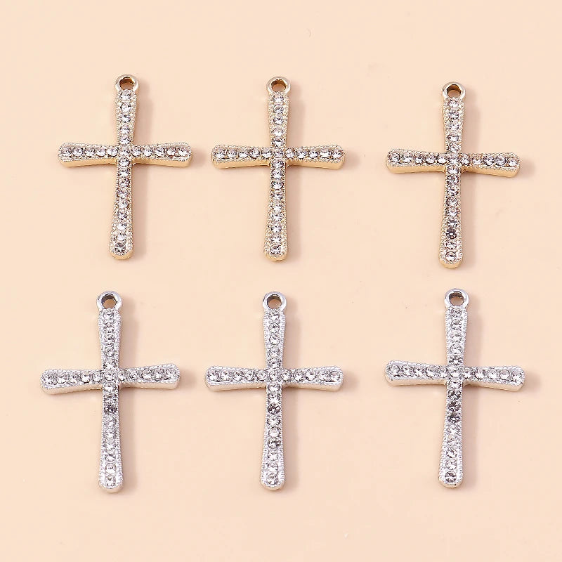 10pcs Luxury Gold Silver Color Cross Charms for Jewelry Making Handmade Crosses Pendant Necklace Keychain Diy Jewelry Findings - Blessings is Here