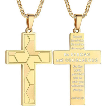 Stainless Steel Sports Cross Necklace Bible Verse Jewelry