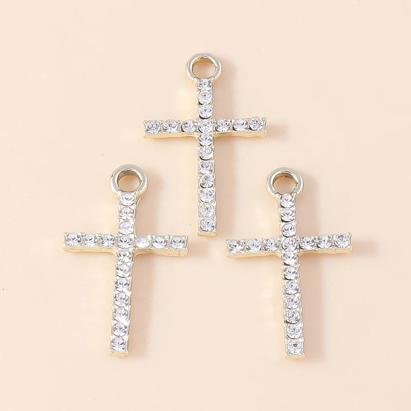 10pcs Luxury Gold Silver Color Cross Charms for Jewelry Making Handmade Crosses Pendant Necklace Keychain Diy Jewelry Findings - Blessings is Here