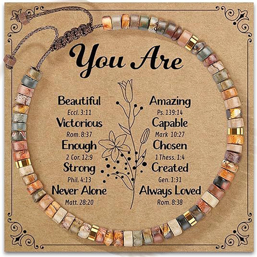 Healing Crystal Motivational Bracelet Positive Affirmation Anxiety Relief Good Luck Charm for Women Men Teens