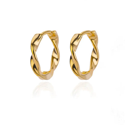 Stainless Steel Gold Heart Zircon Hoop Earrings