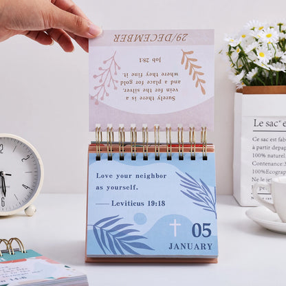 Christian Floral Bible Verse Calendar, 365 Days Scripture Inspirational Quotes Flip Desk Calendar, Gift for Women, Men, Believer
