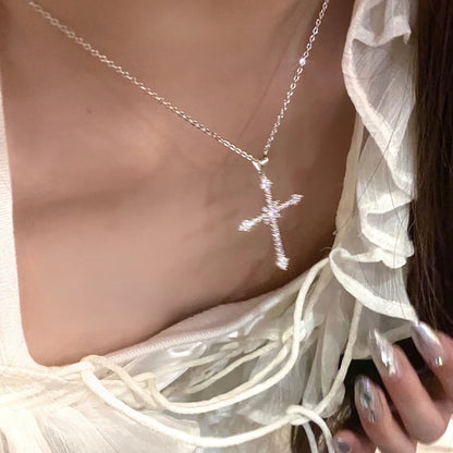 Women’s Crystal Zircon Cross Pendant Necklace