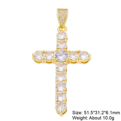 Juya Handmade 18K Real Gold Plated Cubic Zirconia Christian Cross Charms For DIY Rosary Religious Pendant Jewelry Making - Blessings is Here