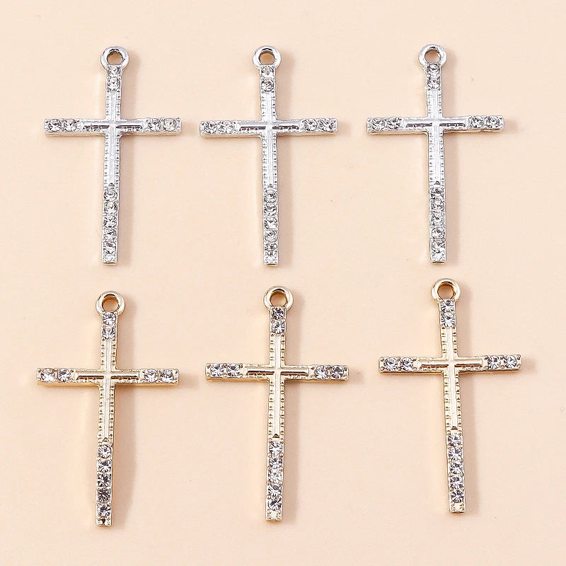 10pcs Luxury Gold Silver Color Cross Charms for Jewelry Making Handmade Crosses Pendant Necklace Keychain Diy Jewelry Findings - Blessings is Here