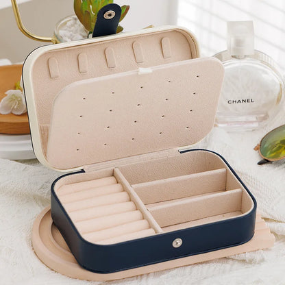 Portable Leather Travel Jewelry Organizer Box for Women