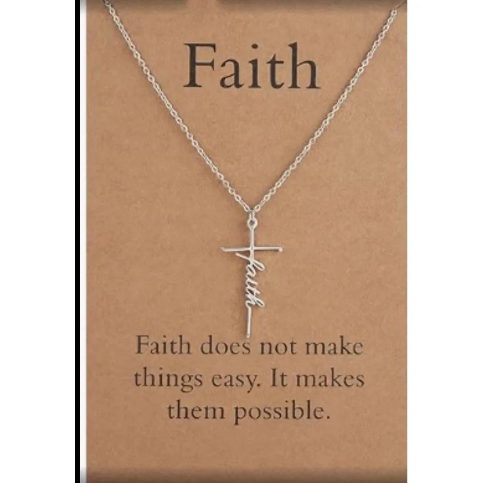 Faith Cross Pendant Necklace Religious Christian Jewelry Mother's Day Gifts for Women