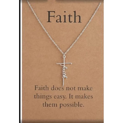 Faith Cross Pendant Necklace Religious Christian Jewelry Mother's Day Gifts for Women