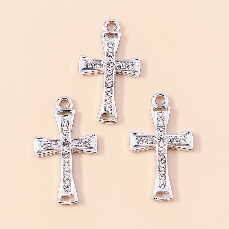 10pcs Luxury Gold Silver Color Cross Charms for Jewelry Making Handmade Crosses Pendant Necklace Keychain Diy Jewelry Findings - Blessings is Here