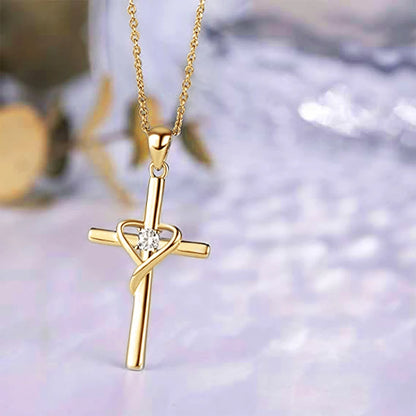 ✝️ Crystal Heart Cross Necklace – Faith, Love & Grace in One Beautiful Piece