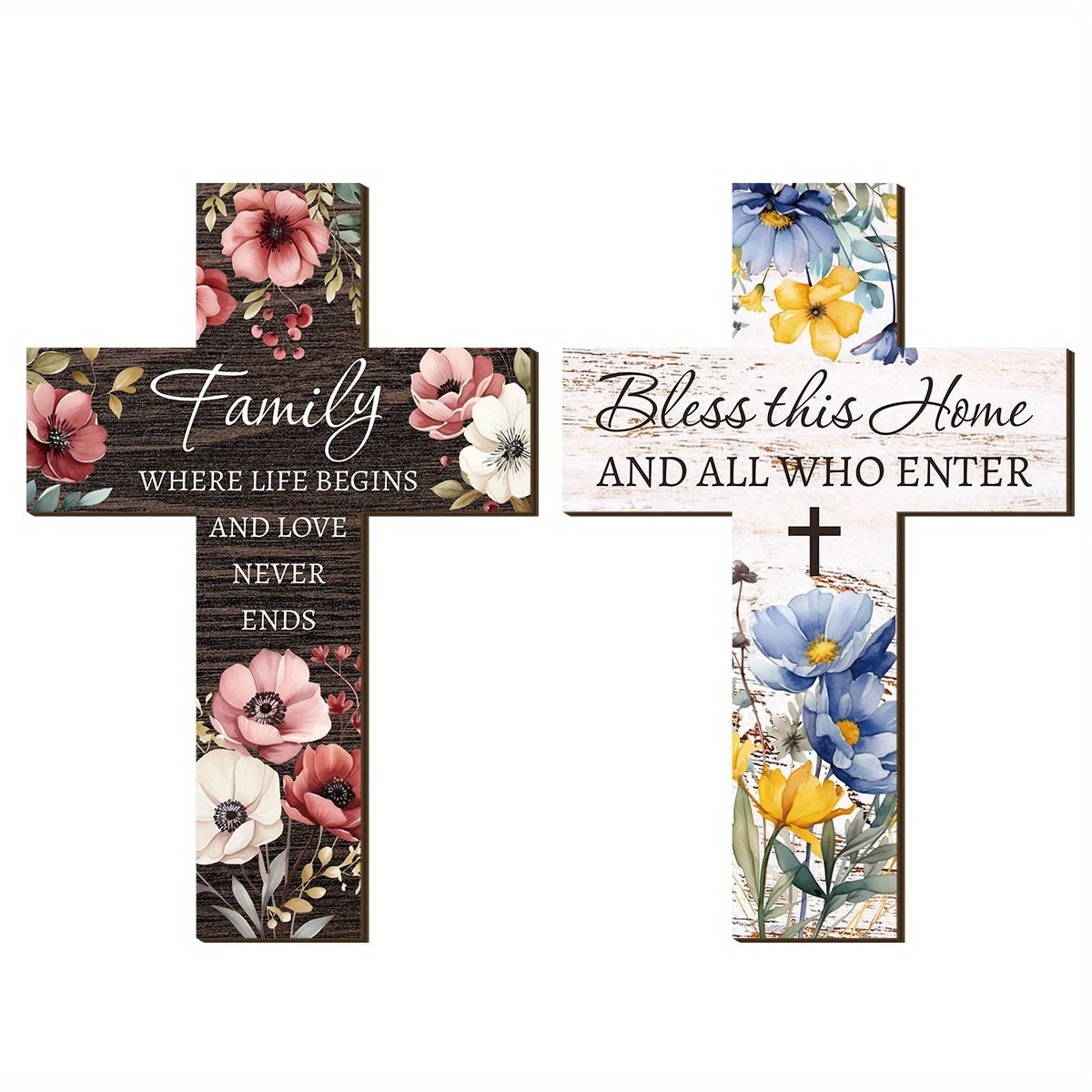 2D 12in Rustic Wooden Cross Wall Decoration Christian Prayer Room Home Decor Gift Farmhouse Style Handmade Wood Art Gifts