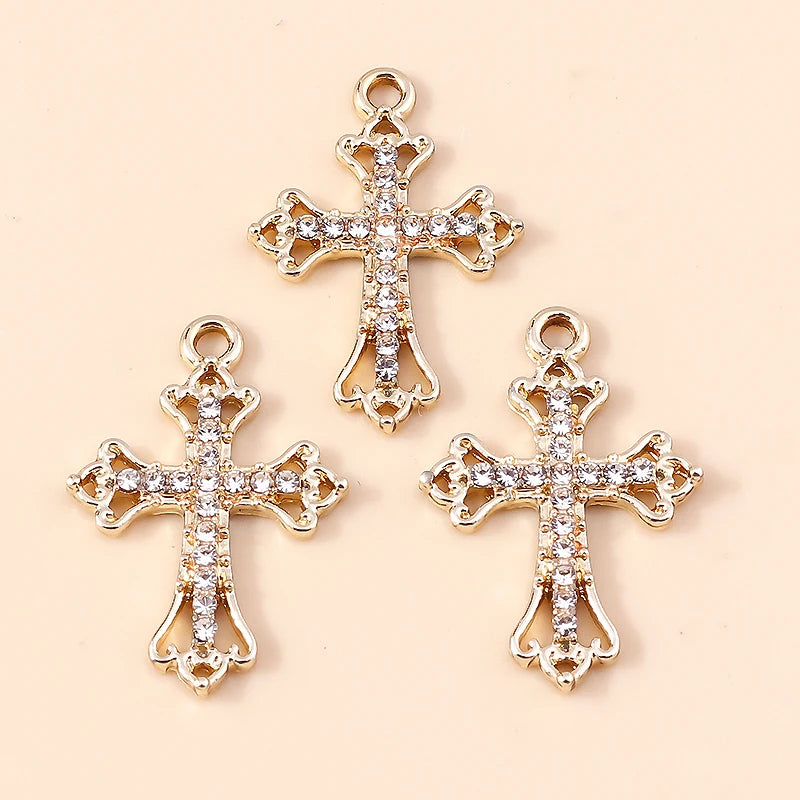 10pcs Luxury Gold Silver Color Cross Charms for Jewelry Making Handmade Crosses Pendant Necklace Keychain Diy Jewelry Findings - Blessings is Here