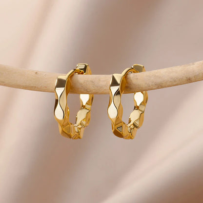 Stainless Steel Gold Heart Zircon Hoop Earrings