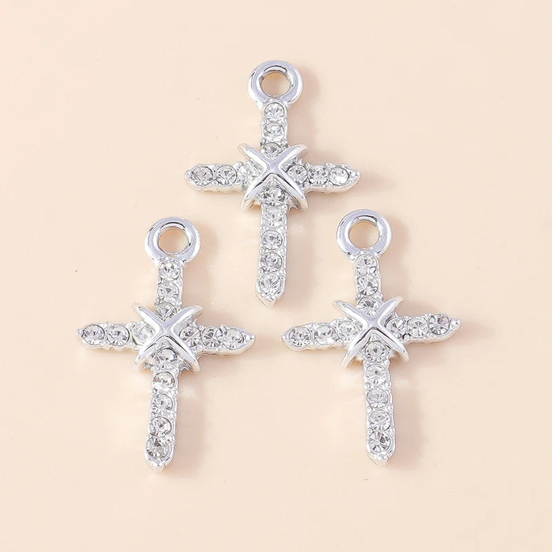 10pcs Luxury Gold Silver Color Cross Charms for Jewelry Making Handmade Crosses Pendant Necklace Keychain Diy Jewelry Findings - Blessings is Here