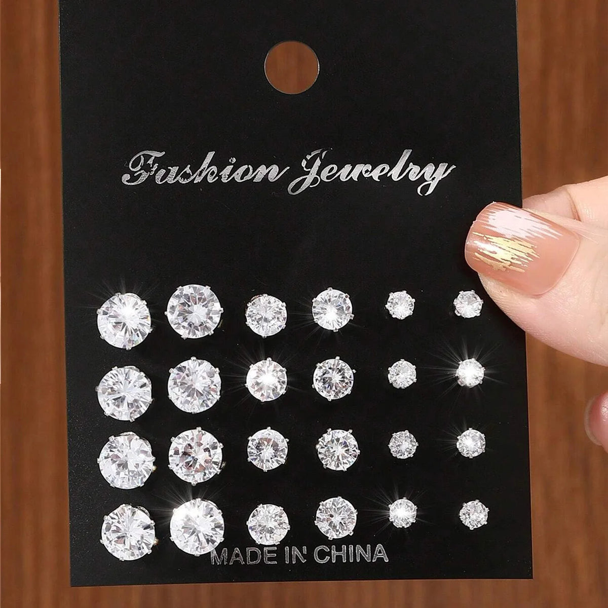 12-Pair Zirconia Stud Earring Set - Blessings is Here
