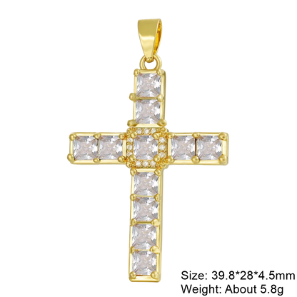 Juya Handmade 18K Real Gold Plated Cubic Zirconia Christian Cross Charms For DIY Rosary Religious Pendant Jewelry Making - Blessings is Here