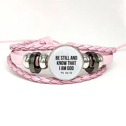 Multilayer Christian Faith Bible Verse Leather Bracelet
