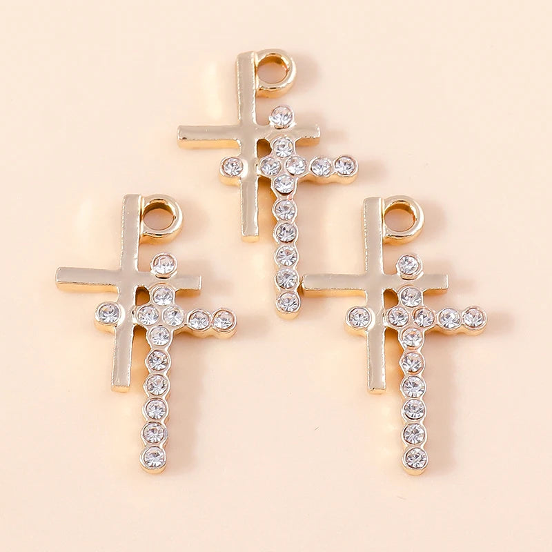 10pcs Luxury Gold Silver Color Cross Charms for Jewelry Making Handmade Crosses Pendant Necklace Keychain Diy Jewelry Findings - Blessings is Here