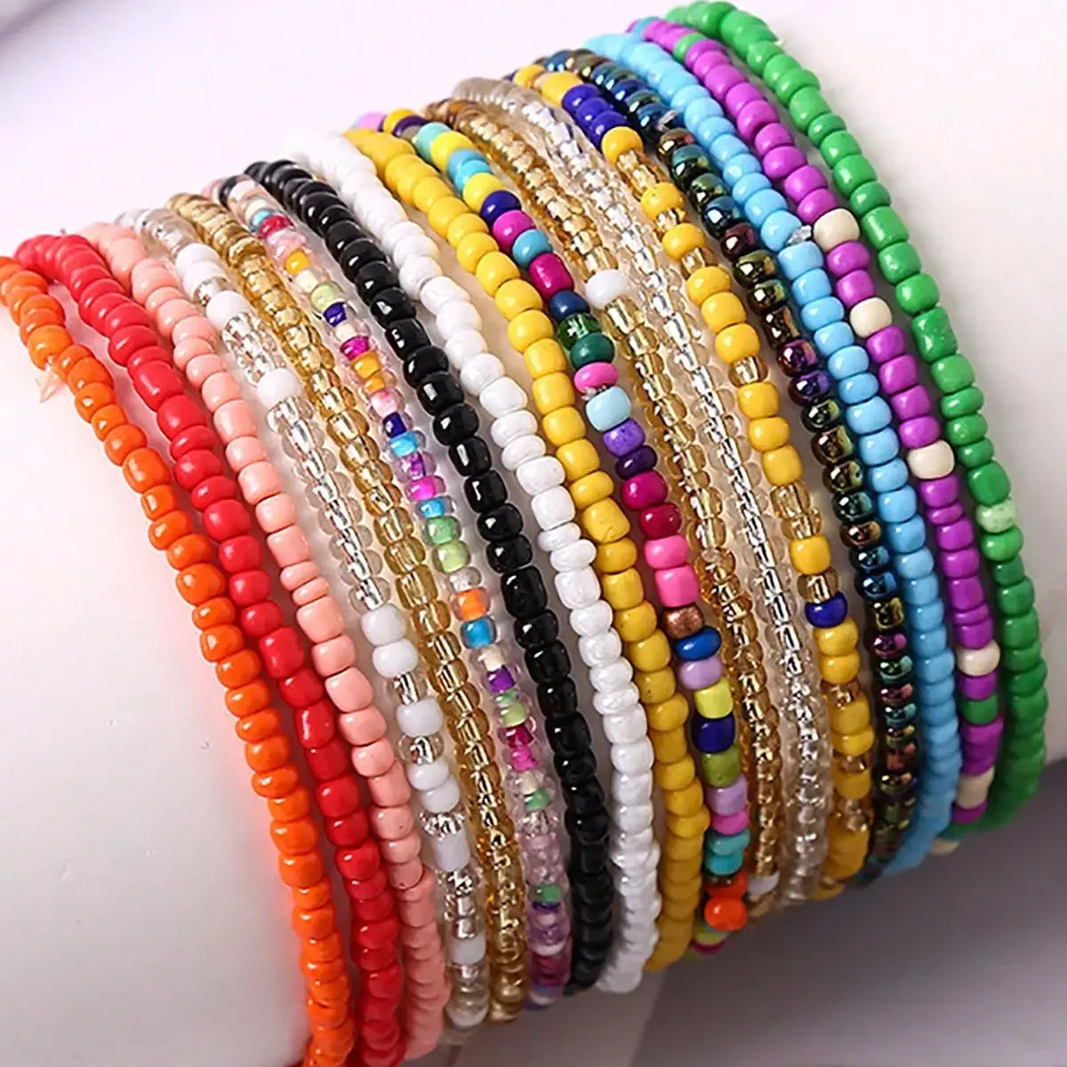 17PCS Bohemian Beaded Bracelet Set | Colorful Stackable Stretch Bracelets for Women