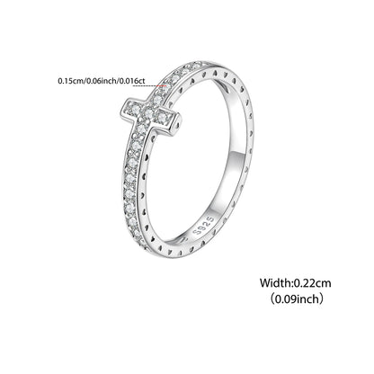 Stackable Eternity Moissanite Cross Ring
