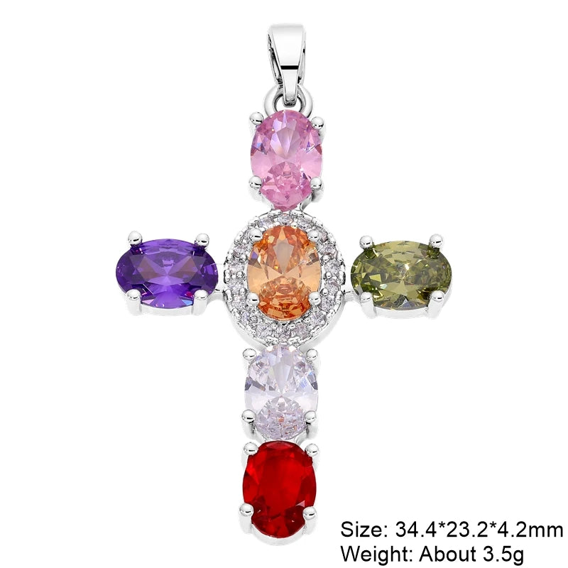 Juya Handmade 18K Real Gold Plated Cubic Zirconia Christian Cross Charms For DIY Rosary Religious Pendant Jewelry Making - Blessings is Here