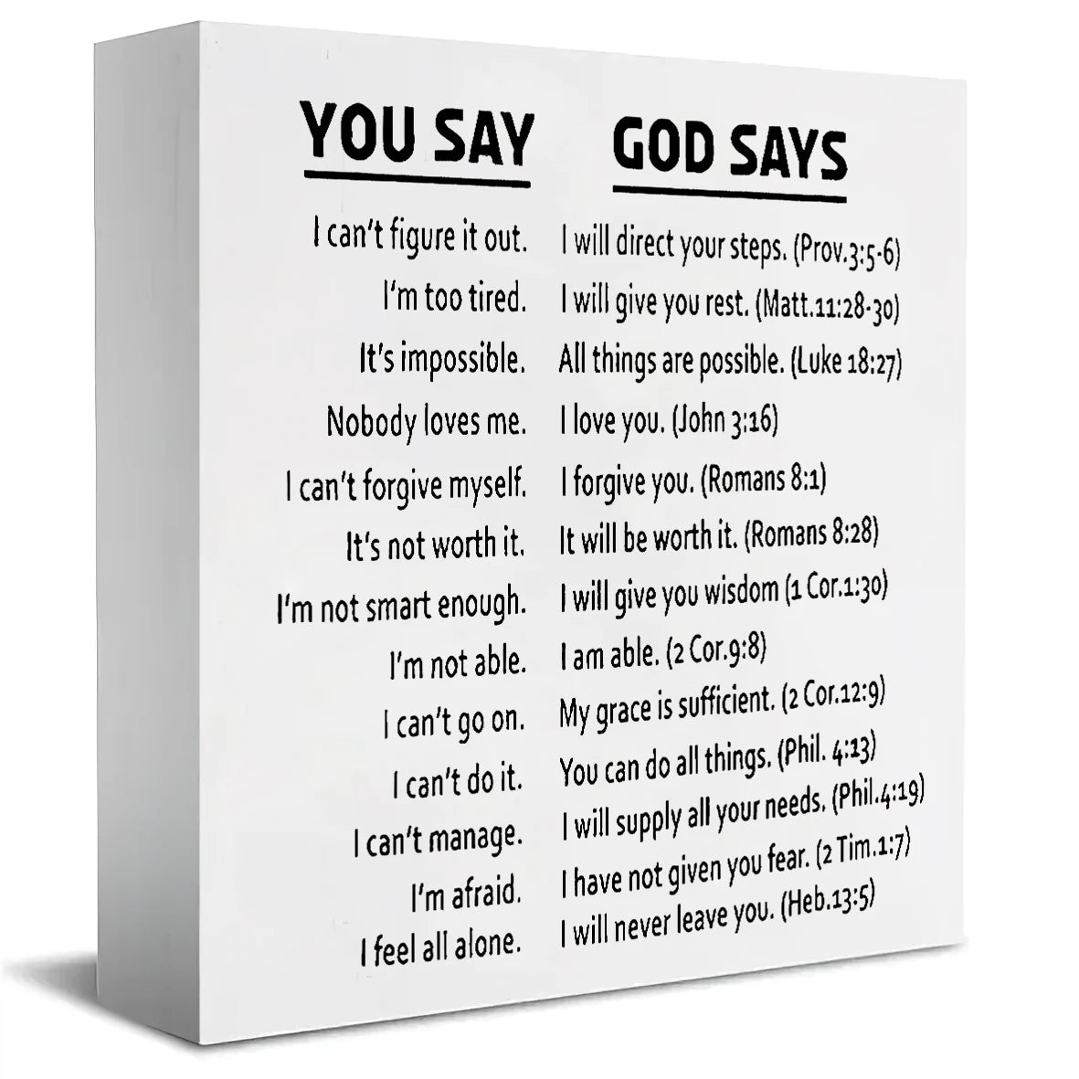 Christian Bible Verse Poster - God Says Scripture Quotes with Bible References - Framed Religious Wall Art Decor - Inspirational