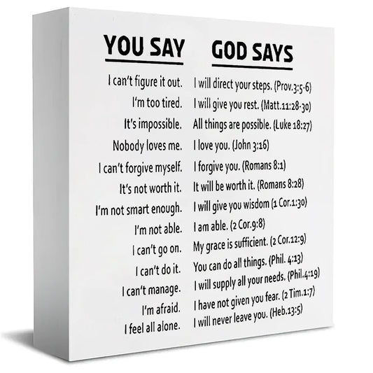 Christian Bible Verse Poster - God Says Scripture Quotes with Bible References - Framed Religious Wall Art Decor - Inspirational