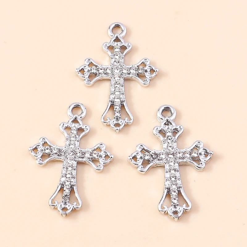10pcs Luxury Gold Silver Color Cross Charms for Jewelry Making Handmade Crosses Pendant Necklace Keychain Diy Jewelry Findings - Blessings is Here