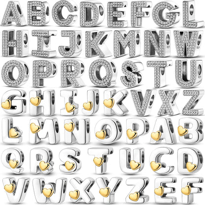 925 Sterling Silver A–Z Alphabet Bracelets