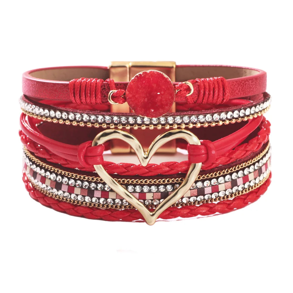 Blessed Cross PU Leather Bracelet – Bohemian Christian Rhinestone Wrap Bracelet for Women | Vintage Faith Jewelry Gift | Blessings Is Here