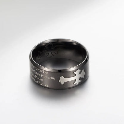 Isaiah Bible Verse Cross Men’s Stainless Steel Ring