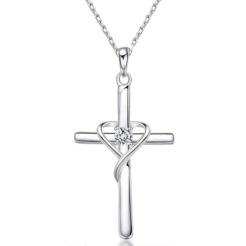✝️ Crystal Heart Cross Necklace – Faith, Love & Grace in One Beautiful Piece