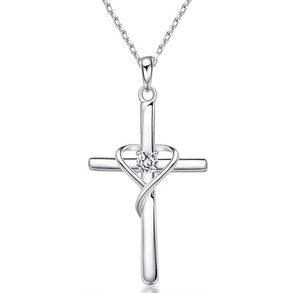 ✝️ Crystal Heart Cross Necklace – Faith, Love & Grace in One Beautiful Piece