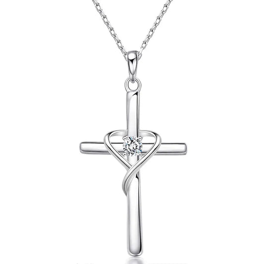 ✝️ Crystal Heart Cross Necklace – Faith, Love & Grace in One Beautiful Piece