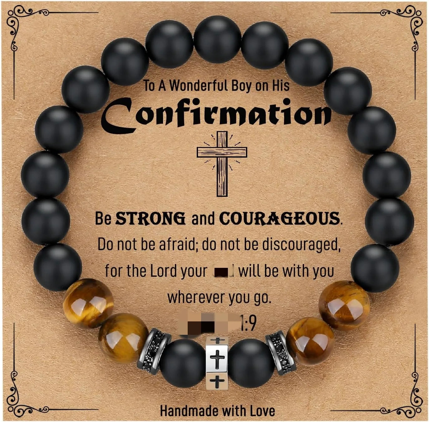 Cross Bracelet Men Boys Gifts for Teen Boys Son Grandson Nephew, Birthday Graduation Christian First Communion Confirmation Gift