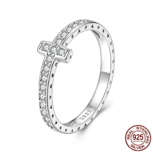 Stackable Eternity Moissanite Cross Ring
