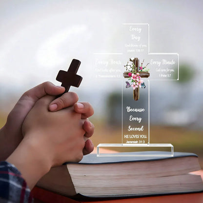1pc Acrylic Cross - Bible Verses and Prayers, Inspirational Christian Gifts, Religious Decor for Home and Desk, Perfect for Mom,