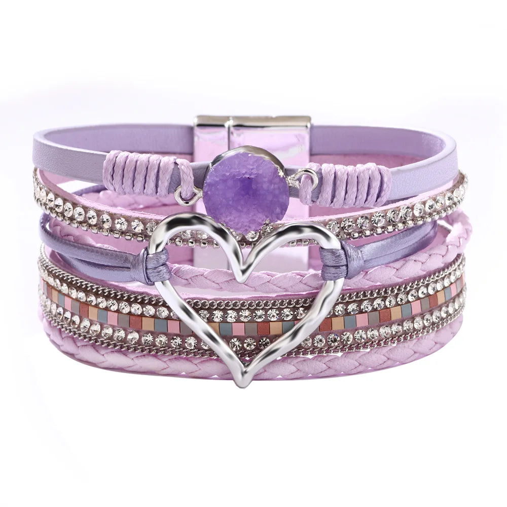 Blessed Cross PU Leather Bracelet – Bohemian Christian Rhinestone Wrap Bracelet for Women | Vintage Faith Jewelry Gift | Blessings Is Here
