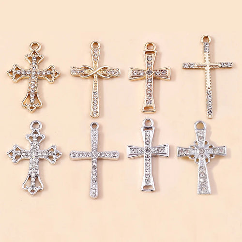 10pcs Luxury Gold Silver Color Cross Charms for Jewelry Making Handmade Crosses Pendant Necklace Keychain Diy Jewelry Findings - Blessings is Here