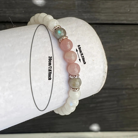 Moonstone Labradorite Rose Quartz Bracelet
